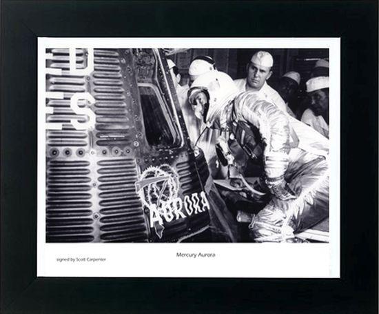 Mercury Aurora Frame Signed by Mercury Aurora Astronaut Scott Carpenter