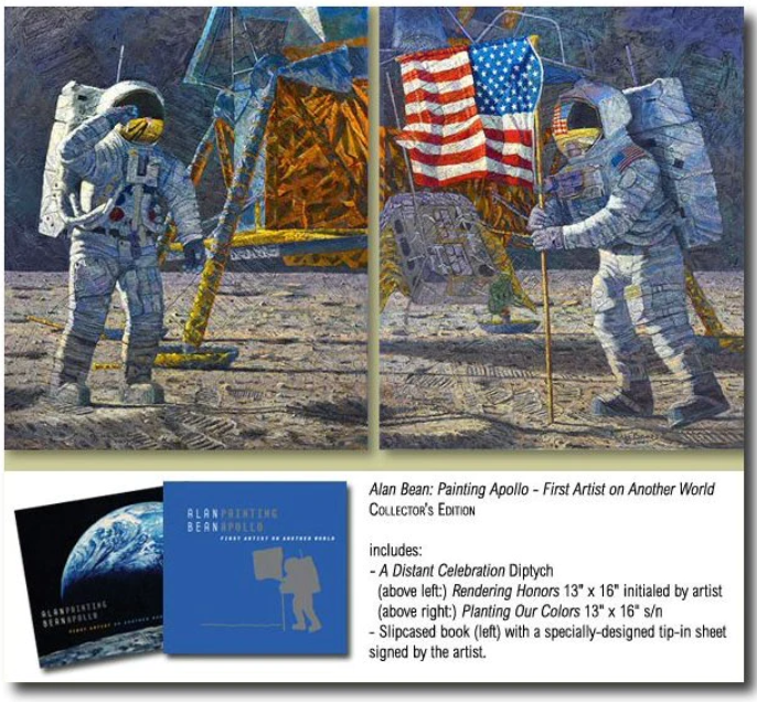 ALAN BEAN PAINTING APOLLO FIRST ARTIST ON ANOTHER WORLD COLLECTOR BOOK WITH CANVAS