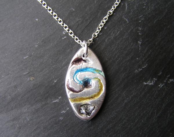 Enamelled Spiral Galaxy Meteorite Pendant