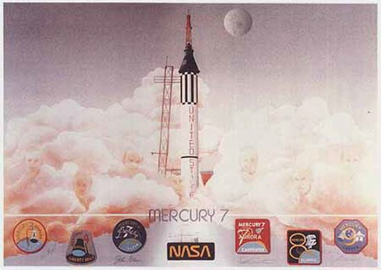 Autographed Limited Edition Set of Mercury and Soyuz Lithographs (matching numbered set)