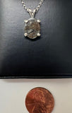 NWA 14041 Genuine Large Oval Lunar Meteorite Silver pendant