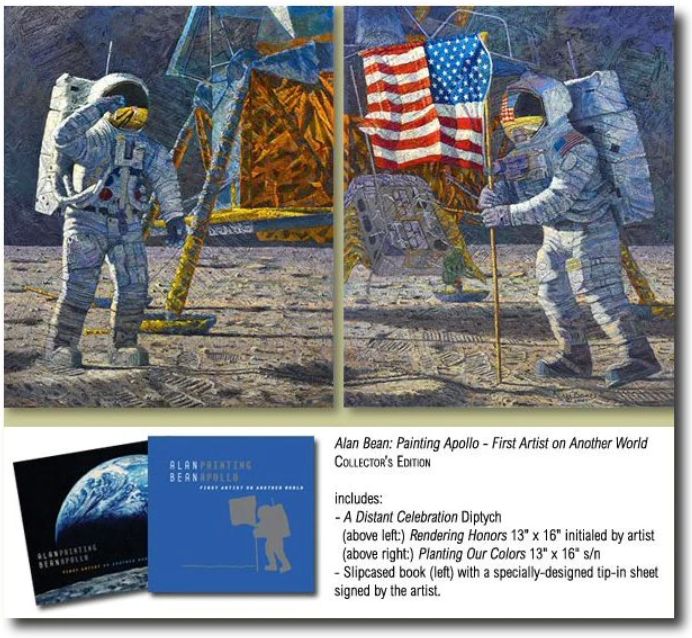 ALAN BEAN PAINTING APOLLO FIRST ARTIST ON ANOTHER WORLD COLLECTOR BOOK WITH CANVAS