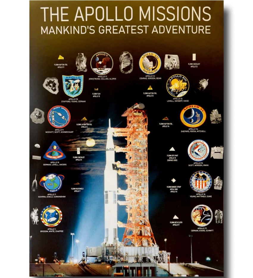Apollo 7-17 poster - flown artifacts of all Apollo missions