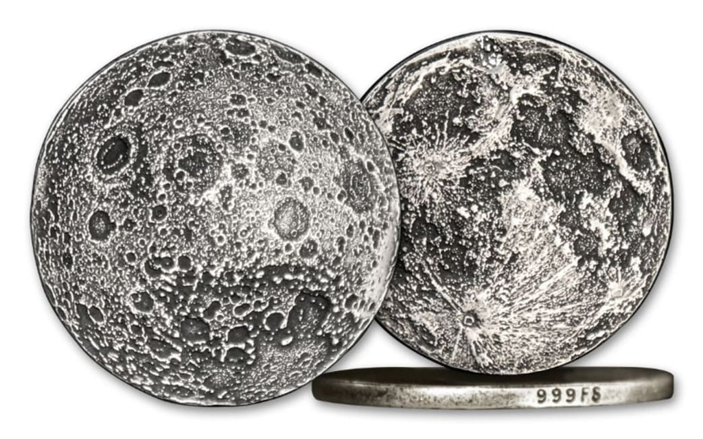 1/4-oz Silver Full Moon Antiqued Medal Gem BU