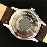 B-17 Tribute - Stainless Steel, Brush Finish, Black Dial, Black Leather Band with Stitching