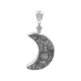 Fossil Coral Crescent Moon Pendant in Sterling Silver - The Space Store