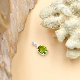 Starborn Oval Faceted Moldavite Prong Set Pendant in Sterling Silver - The Space Store