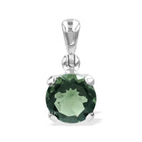 Starborn Round-Shaped Moldavite Pendant in Fine Sterling Silver - The Space Store