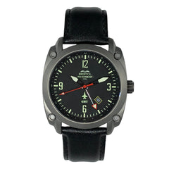 F-18 Hornet Tribute - Gun Metal Finish, Black Dial, Black Leather Band