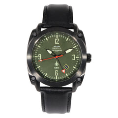 F-18 Hornet Tribute - Black Finish, Dark Green Dial, Black Leather Band
