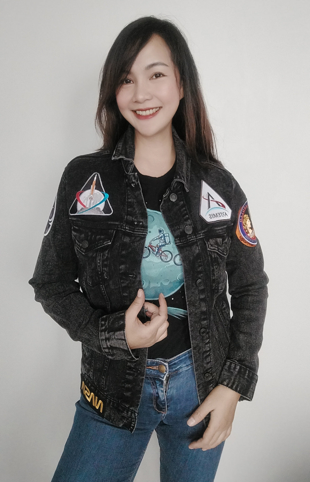 ARTEMIS Program denim patch jacket in charcoal - The Space Store