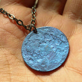 Blue Moon Necklace - 1 in / 26 mm Anodized Niobium Charm or Pendant
