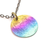Rainbow Moon Necklace - 1 in / 26 mm Multicolored Anodized Niobium Pendant or Charm - The Space Store