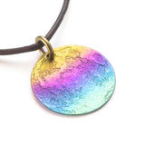 Rainbow Moon Necklace - 1 in / 26 mm Multicolored Anodized Niobium Pendant or Charm - The Space Store