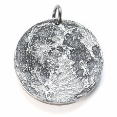 Silver Supermoon Necklace or Charm - Large 1.5 inches / 38 mm