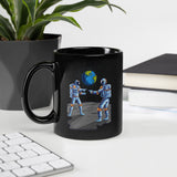The Lunar Encounter. Double Identity Astronaut Meeting. Black Glossy Mug in 11 or 15oz - The Space Store