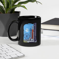 Astronaut Theme Park Black Glossy Mug