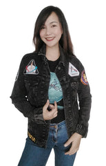 ARTEMIS Program denim patch jacket in charcoal