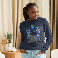 Double Identity Astronaut Meeting. Hooded long-sleeve tee