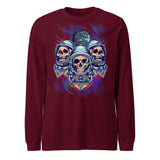 Three Alien Skull Art in Space Long Sleeve Tee - The Space Store