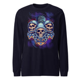 Three Alien Skull Art in Space Long Sleeve Tee - The Space Store