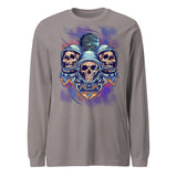 Three Alien Skull Art in Space Long Sleeve Tee - The Space Store