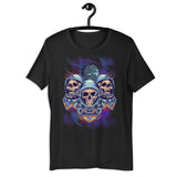 Three Alien Skull Art in Space in unisex adult shirt - The Space Store