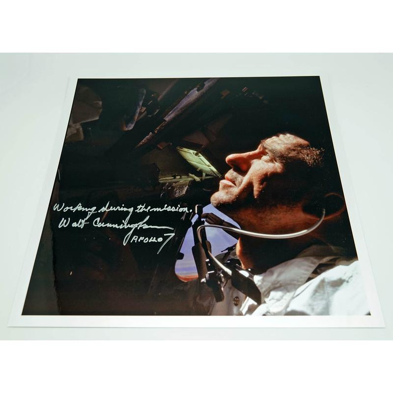 WALT CUNNINGHAM SIGNED 12'' X 12'' INFLIGHT GLOSSY ANNOTATED 2 - The Space Store