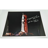 WALT CUNNINGHAM SIGNED 16'' X 13'' LAUNCH GLOSSY ANNOTATED - The Space Store