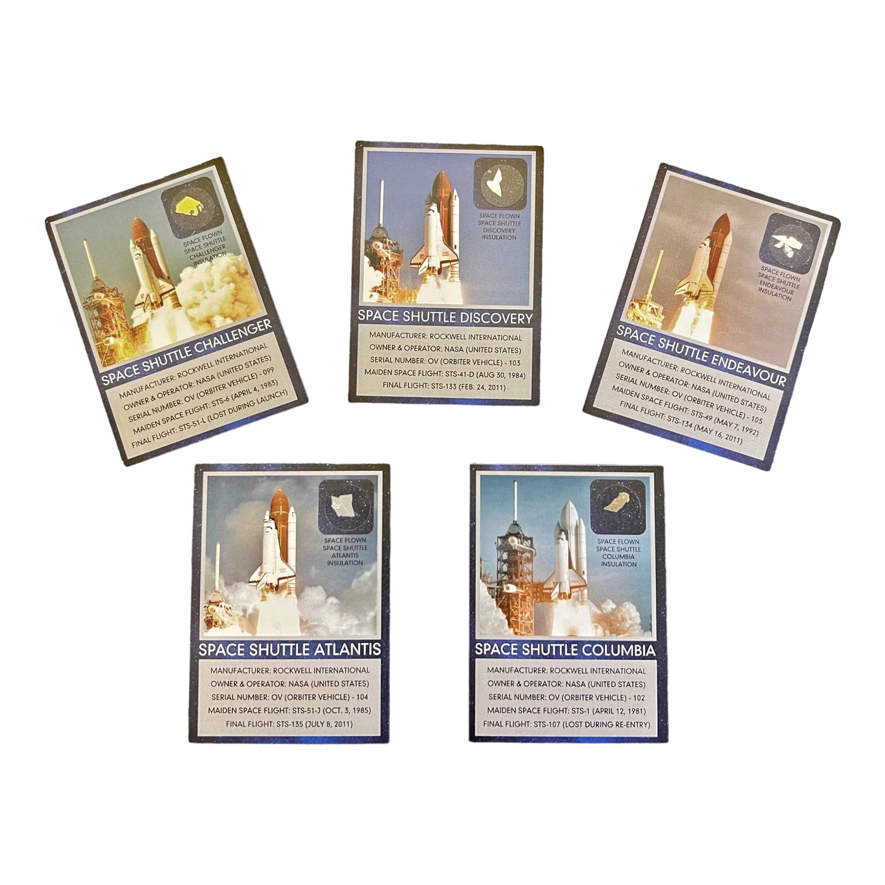 Space Shuttle Flown Artifact 5 Trading Card Set - The Space Store