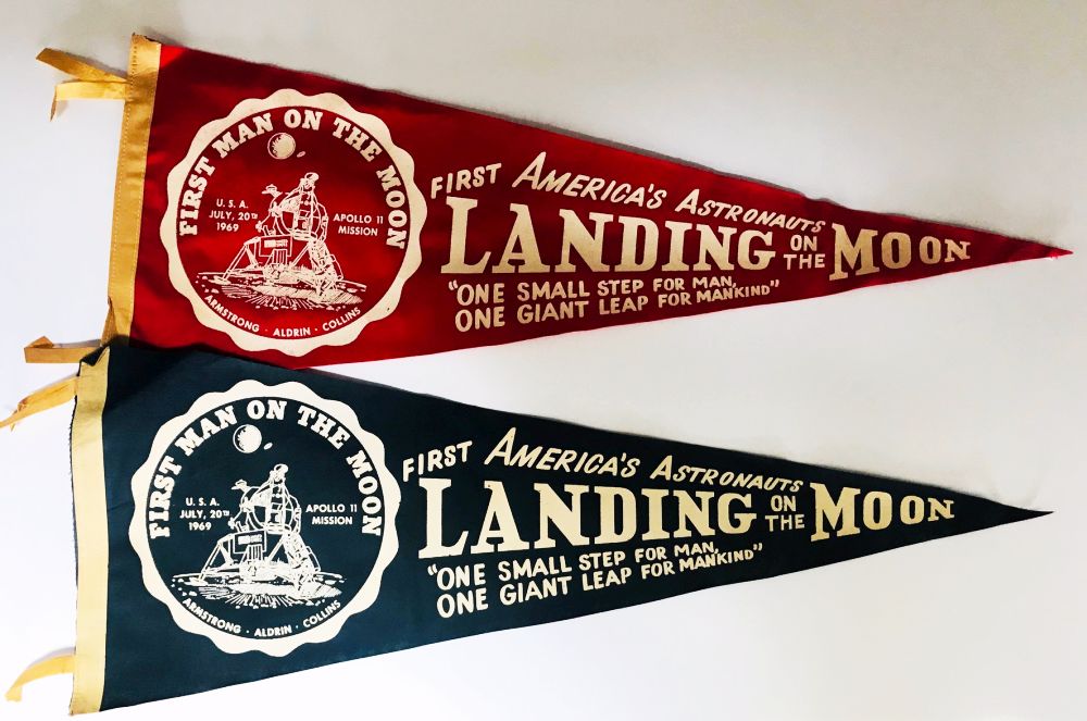 Vintage Apollo 11 Moon Landing Pennant in Red or Black - The Space Store