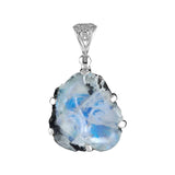 Rainbow Moonstone Rough Pendant in Sterling Silver with Filigree Bale - with Sterling Silver Chain & Giftbox