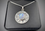 Rainbow Moonstone Moon Phases Pendant in Sterling Silver