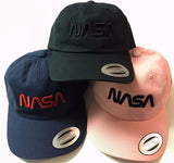 NASA Worm Logo Unstructured Classic Dad Cap, with 'Puffy' Style Logo - The Space Store
