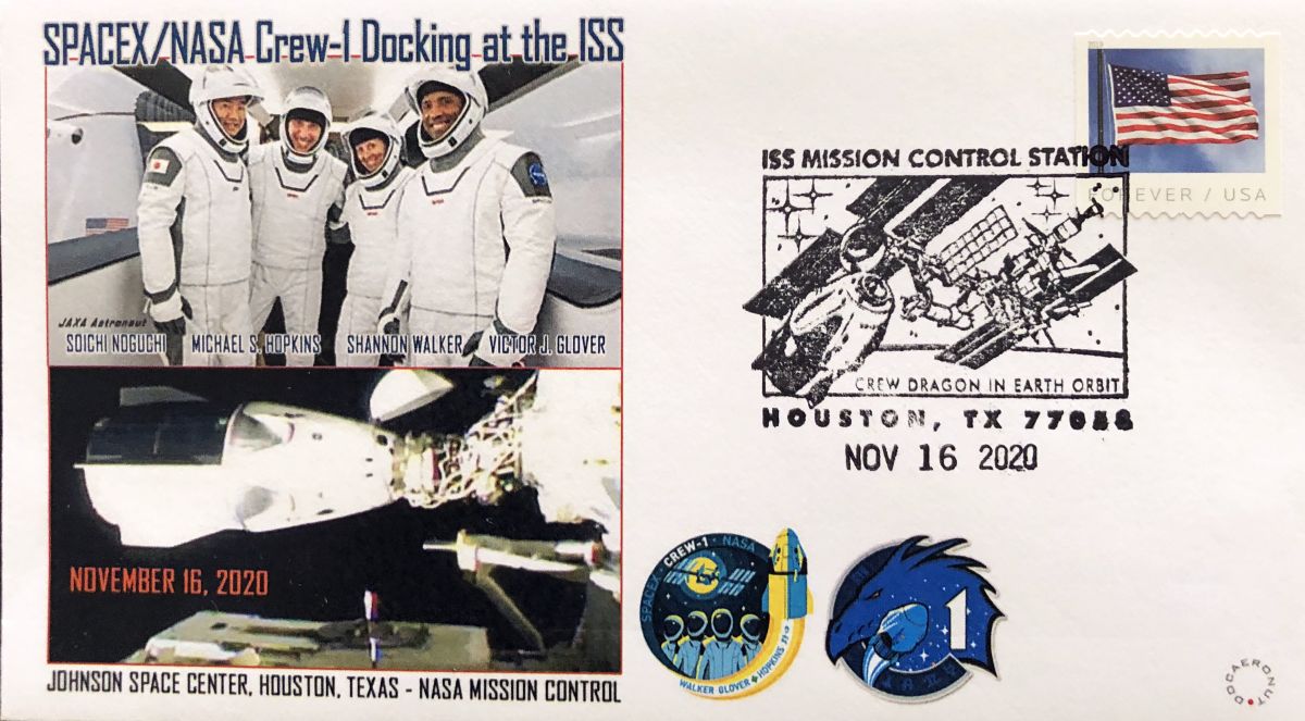 NASA - SPACEX Crew-1 Docking Cover with Crew-1 Astronaut image. - The Space Store