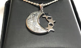 Moon Muonionalusta Meteorite Pendant with 3 Stars - includes silver chain and giftbox - The Space Store