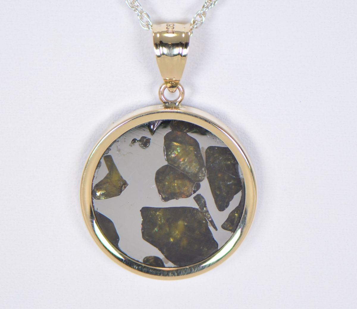 Imilac pallasite meteorite pendant- Meteorite jewelry- Gold - The Space Store