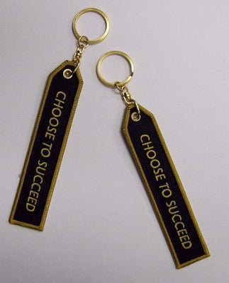 "Choose to Succeed" and "Failure is Not an Option" Keychain in Gold and Black