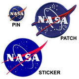 NASA Patch, Lapel Pin and Sticker Set