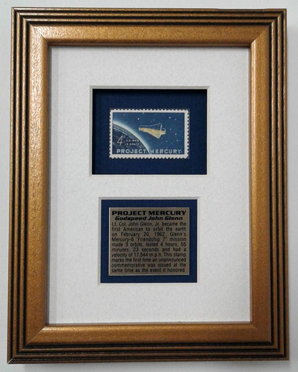 PROJECT MERCURY FRAME, featuring a 'FRIENDSHIP 7' STAMP - The Space Store