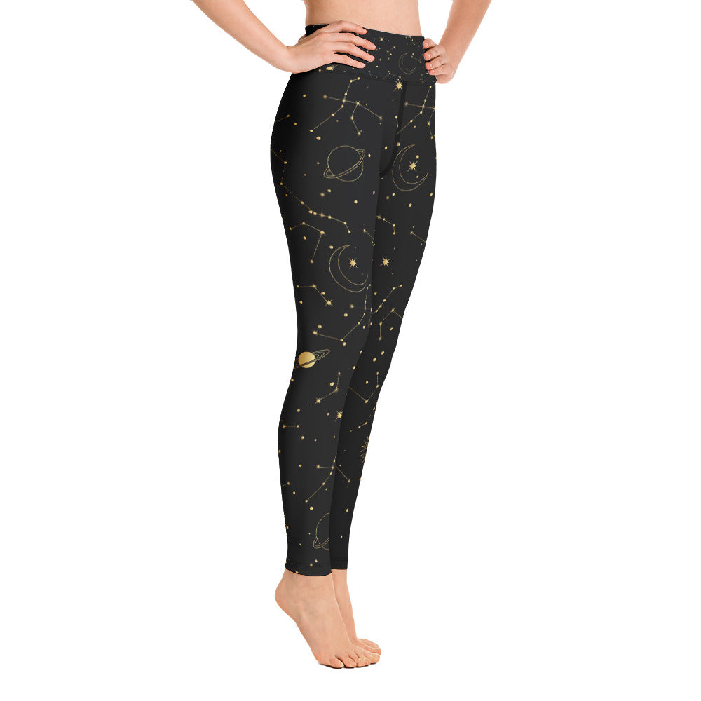 Astral Yoga Leggings in black and gold - The Space Store