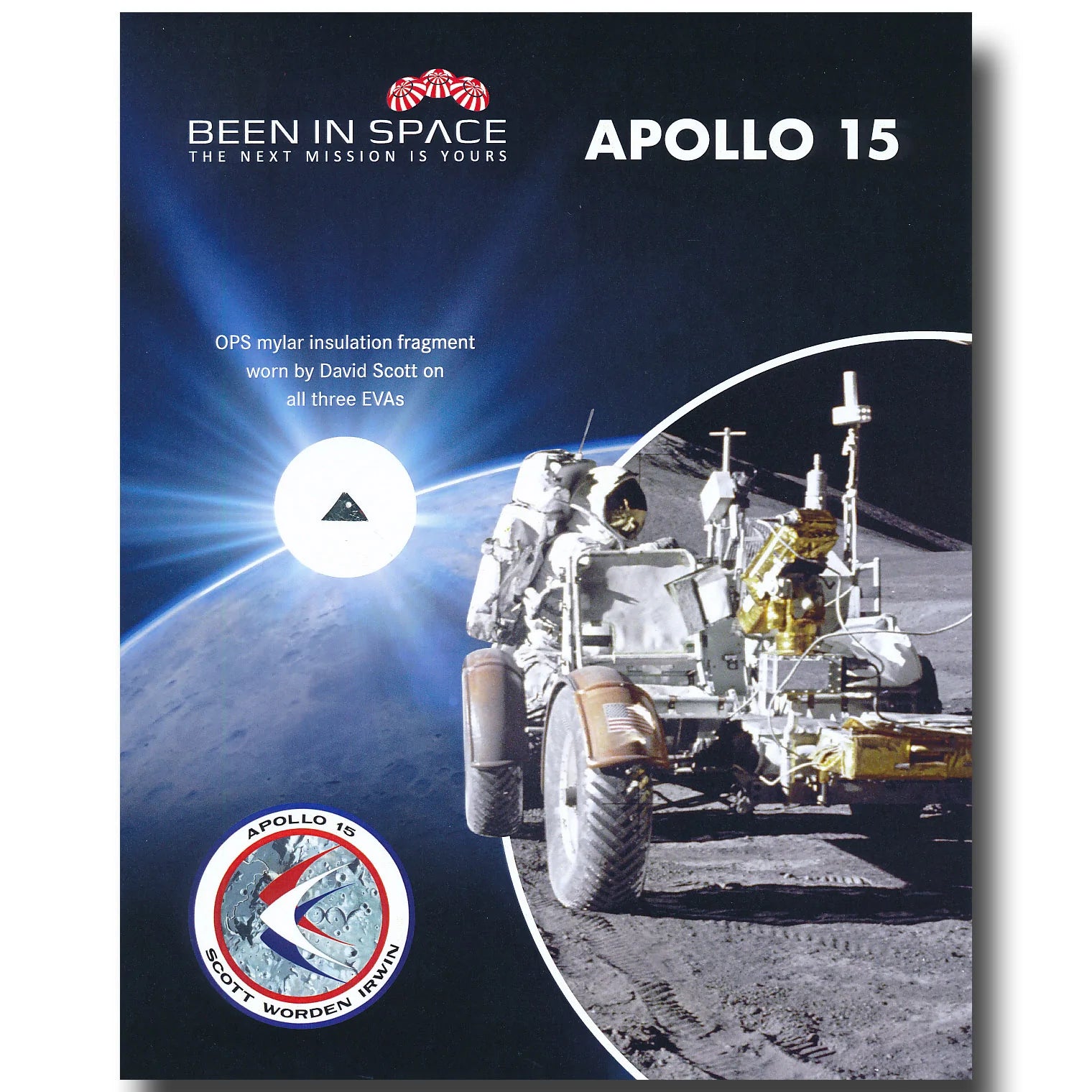 APOLLO 15 OPS MYLAR FRAGMENT: LUNAR SURFACE + ROVER + DEEP-SPACE EVA ...