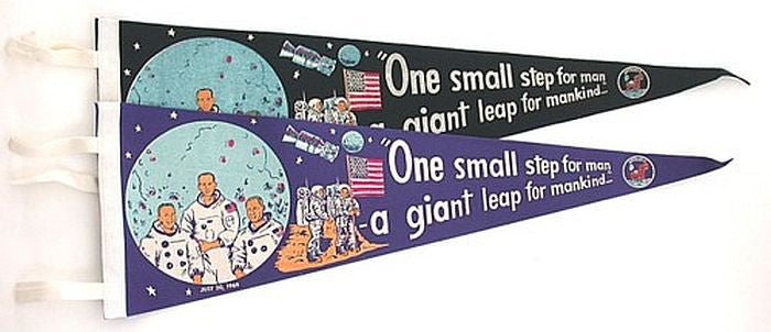 Vintage Apollo 11 Moon Landing Pennant "One Small Step" (in Blue or Black) - The Space Store