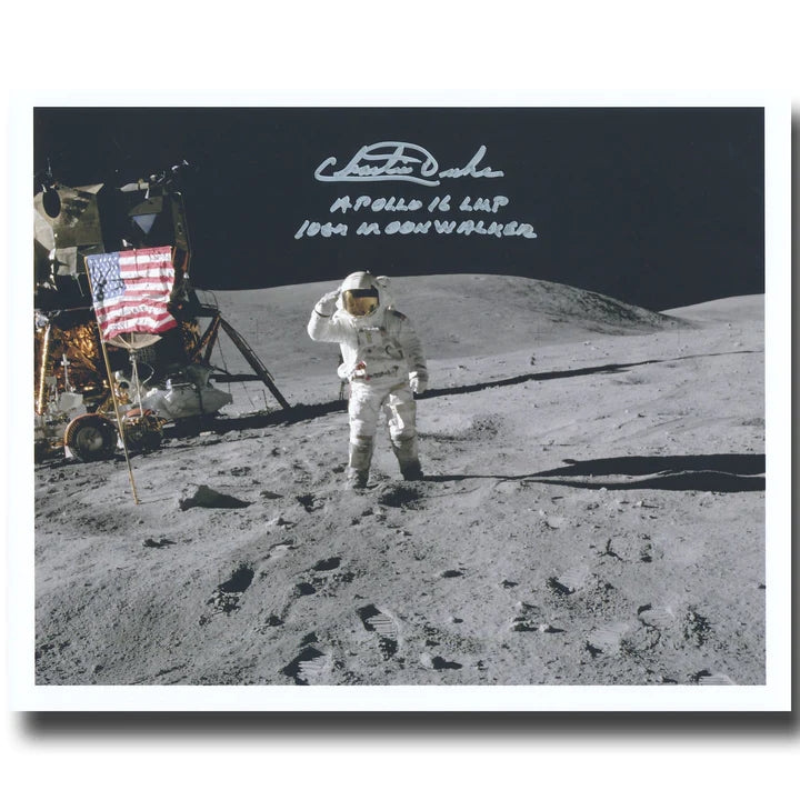 Charlie Duke (Apollo 16 moonwalker) hand-signed salute“ litho - The Space Store