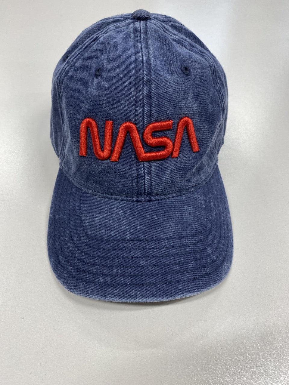NASA Worm Logo Embroidered Vintage Navy Dad Cap - The Space Store