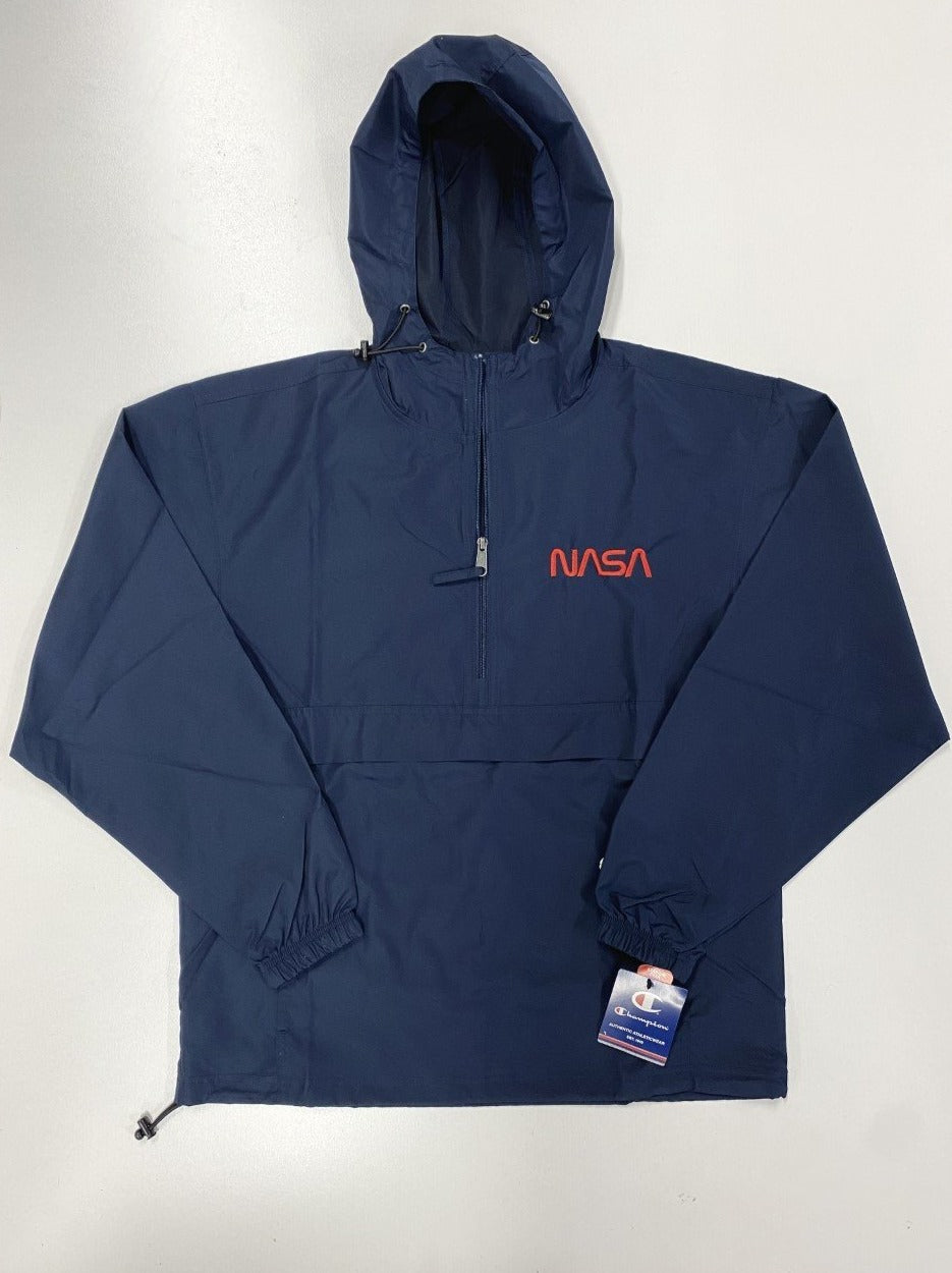 NASA Embroidered Navy Champion Packable Jacket The Space Store