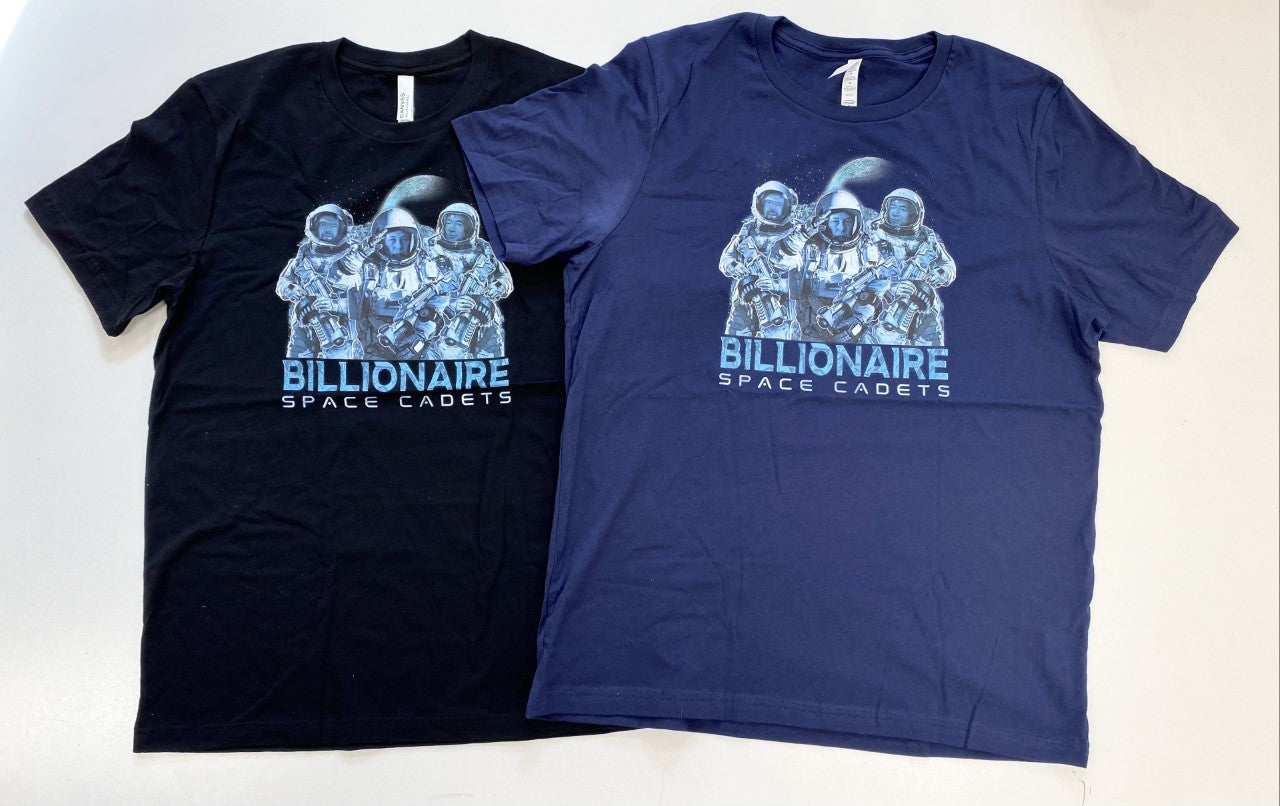 Billionaire Space Cadets T-shirt Featuring Elon Musk, Jeff Bezos, and Richard Branson - The Space Store