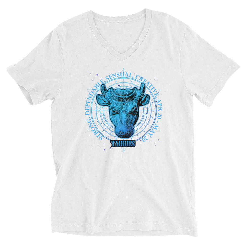 Taurus Zodiac Sign Unisex Short Sleeve V-Neck T-Shirt - The Space Store