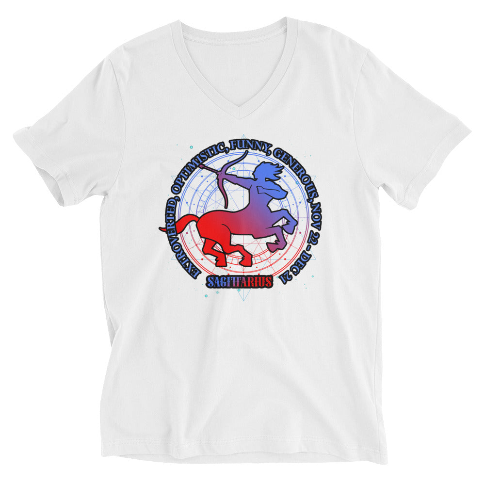 Sagittarius Zodiac Sign Unisex Short Sleeve V-Neck T-Shirt - The Space Store