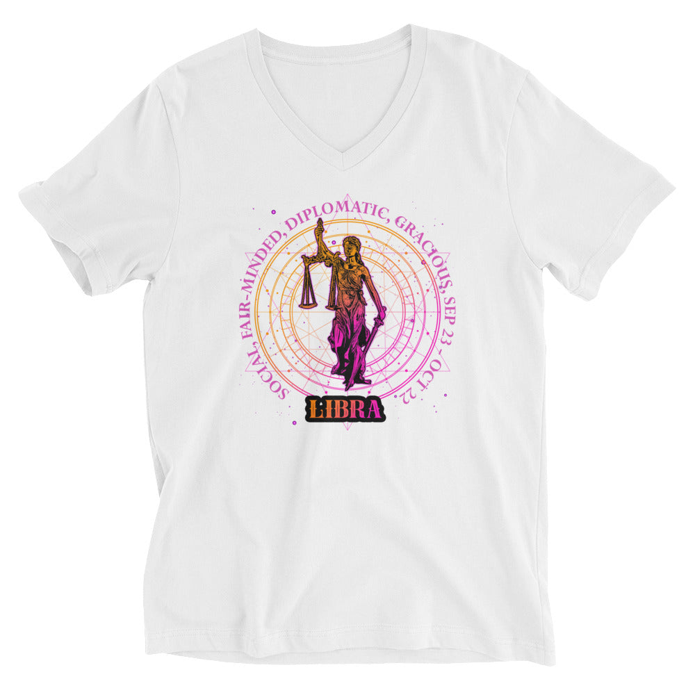 Libra Zodiac Sign Unisex Short Sleeve V-Neck T-Shirt - The Space Store